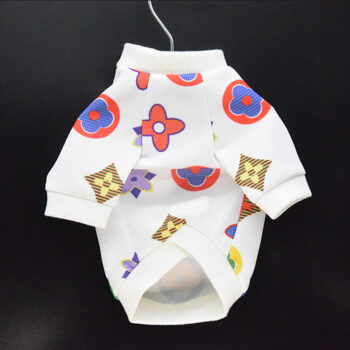 White LV-Inspired Dog Sweatshirt | High-End Puppy Streetwear - 2025 - Puppy Streetwear Shop
