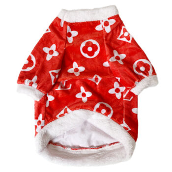 LV Logo Maroon Dog Sweatshirt | Designer Canine Couture - 2025 - Puppy Streetwear Shop