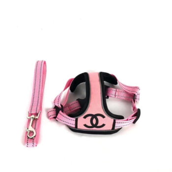 Dog Harness and Leash Chanel Pink - 2026 - Puppy Streetwear Shop